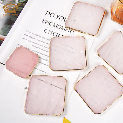 Olivenorma Rose Quartz Coaster Gemstone Decoration