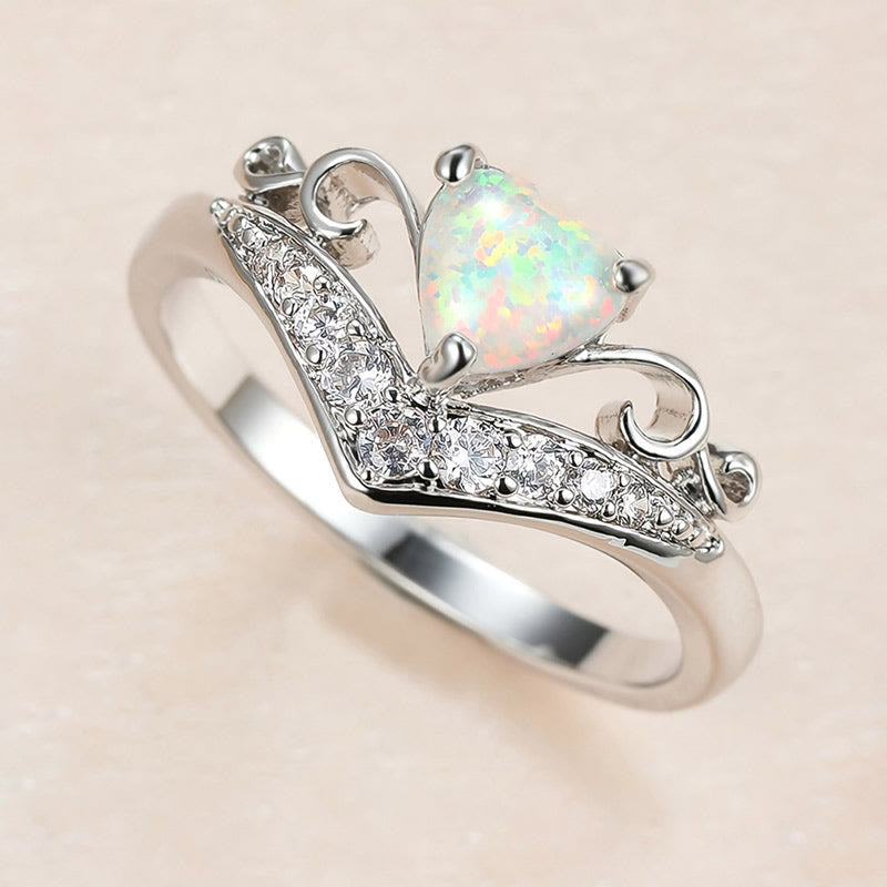 Olivenorma "Peace of Mind" Heart Crown Opal Ring