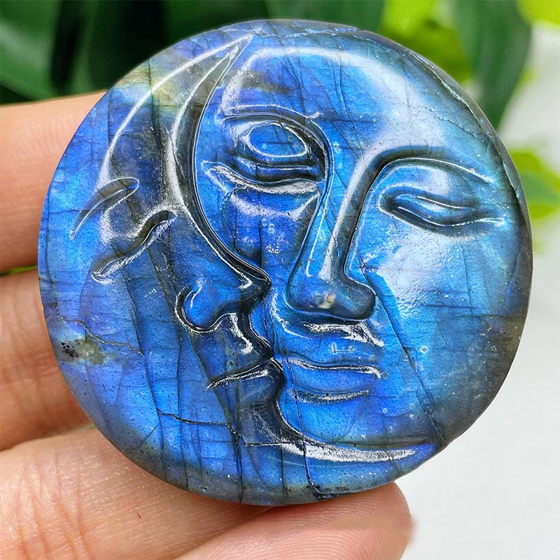 Olivenorma Natural Labradorite Moon Face Ornaments Gemstone Decoration