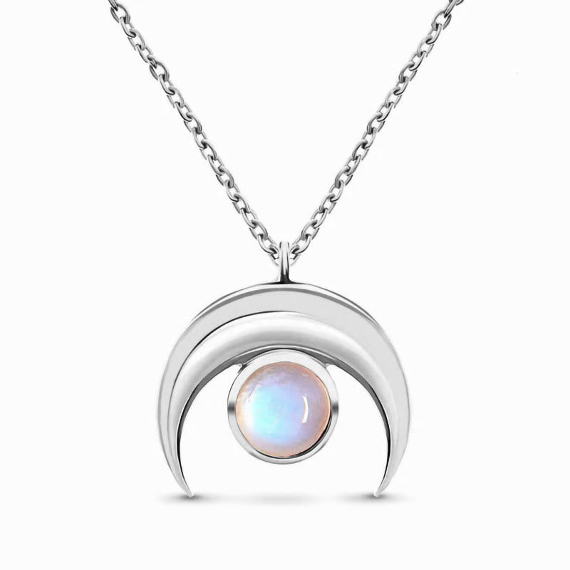 Olivenorma Natural Moonstone Moon Shape Pendant Necklace