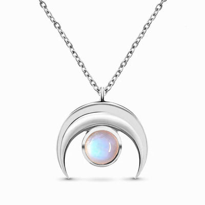 Olivenorma Natural Moonstone Moon Shape Pendant Necklace