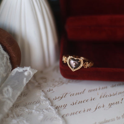 Olivenorma Sterling Silver Gold Plated Labradorite Heart Shaped Ring