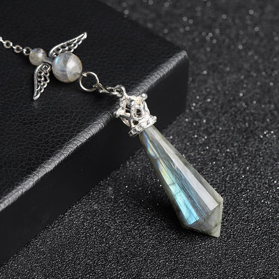 Olivenorma Labradorite Crystal Angel Wings Pendulum