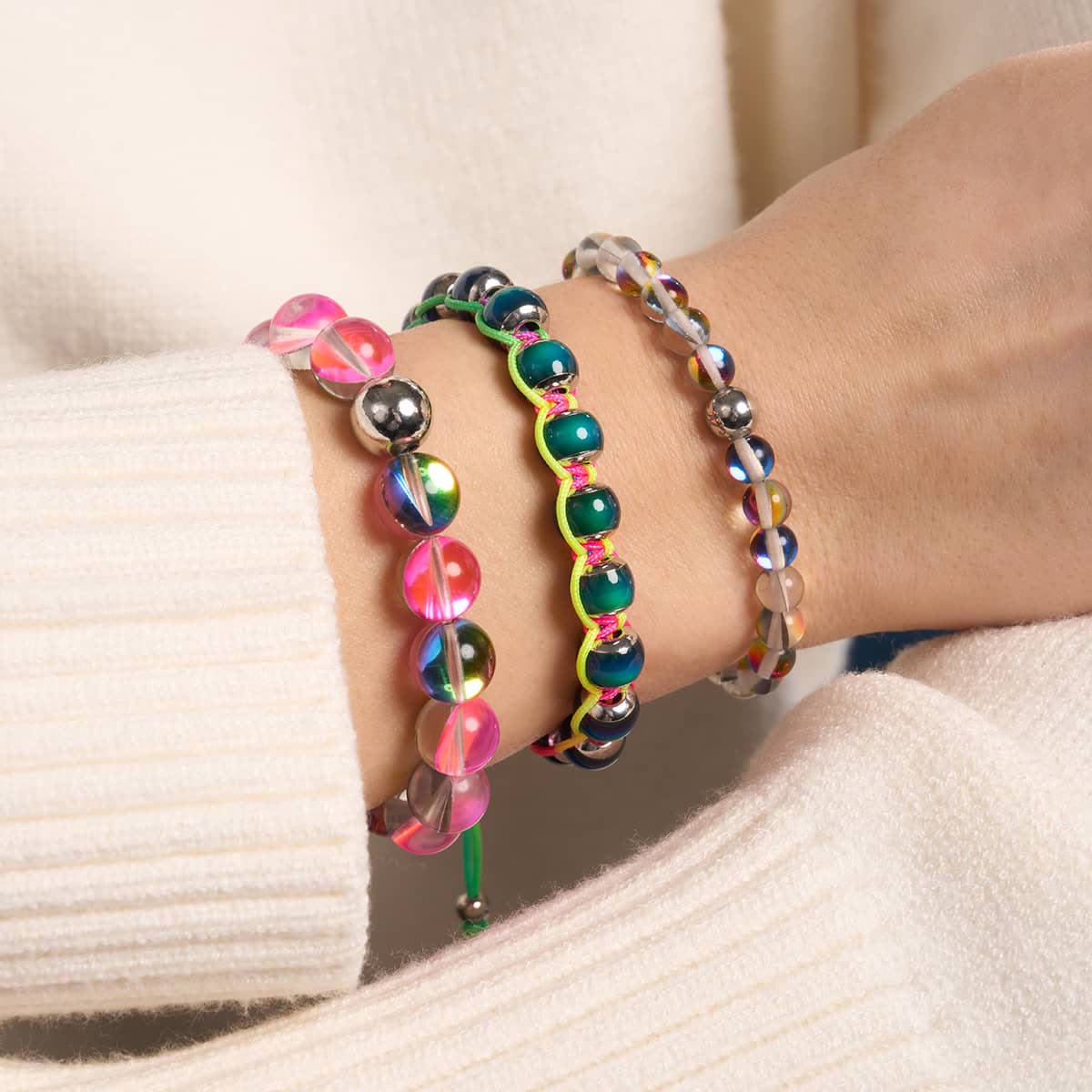 Olivenorma Multicolor Crystal Glass Bead Bracelet