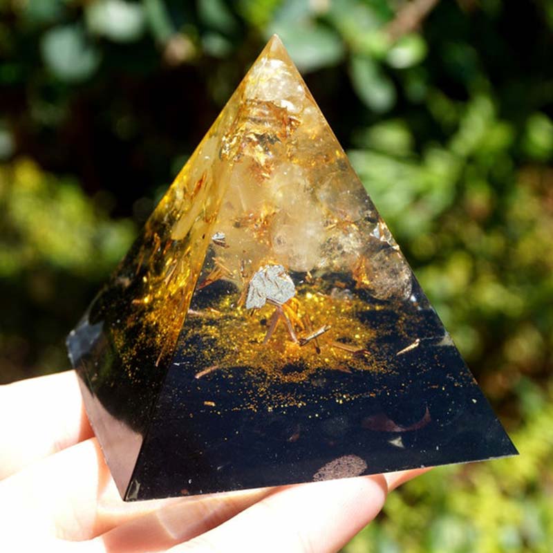 Olivenorma Citrine Obsidian Tree Of Life Orgone Pyramid