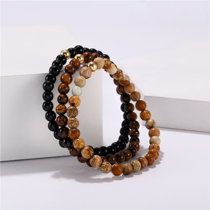 Olivenorma 6mm Onyx & Tiger Eye Stone Accessories Beads Bracelet