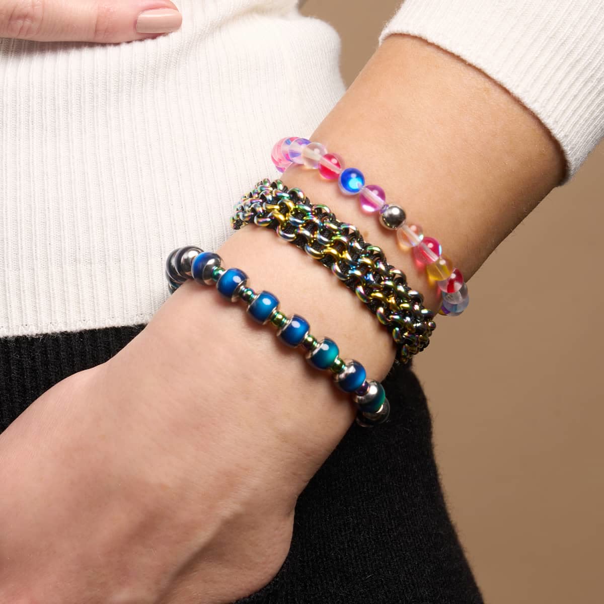 Olivenorma Dark Multicolor Crystal Glass Bead Bracelet