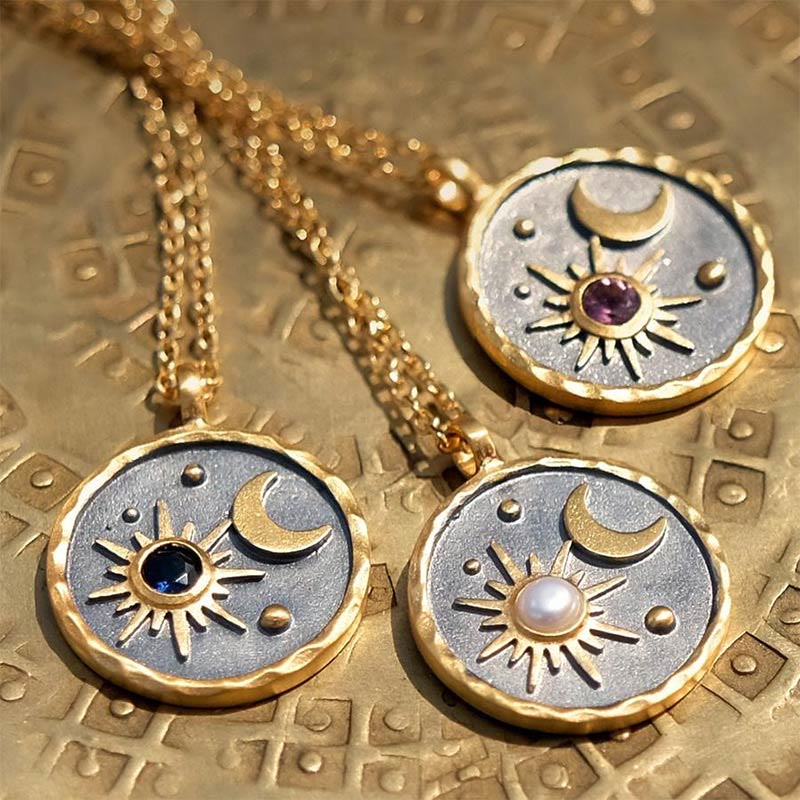 Olivenorma "Day and Night"-Sun & Moon Birthstone Necklace