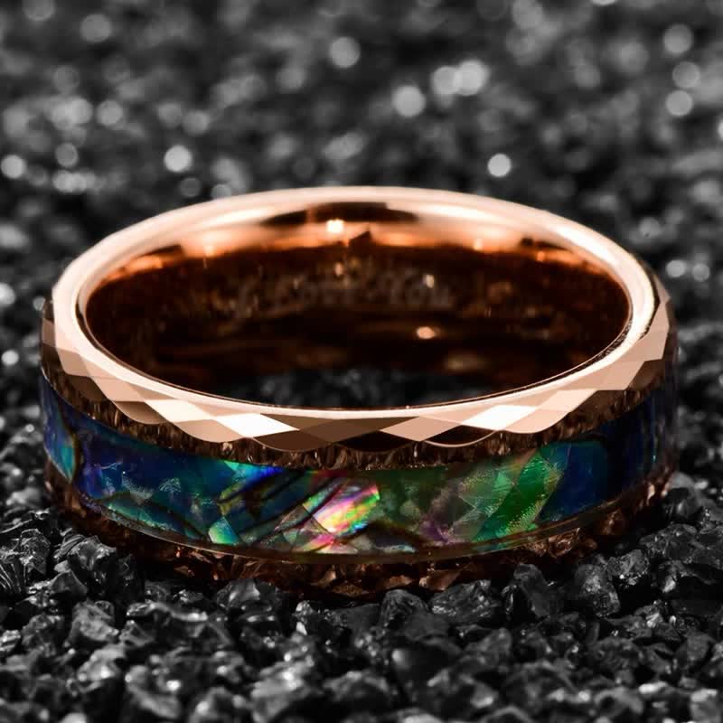 Olivenorma Koa Wood and Abalone Shell Tungsten Carbide Ring - image 27