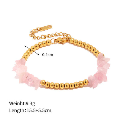 Olivenorma Natural Crushed  Crystals Gold Beads Bracelet