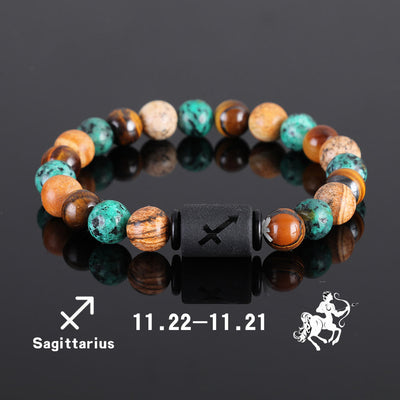 Olivenorma Tiger Eye Bronzite Beaded Zodiac Pendant Bracelet