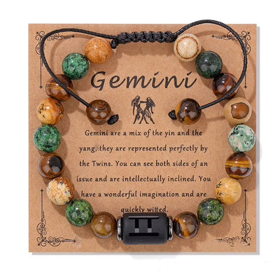 Olivenorma Natural Stone Zodiac Handwoven Bracelet