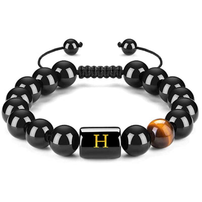 Olivenorma Tiger Eye With Black Onyx Healing Letter Bracelet