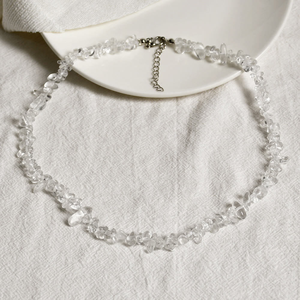 Olivenorma Irregular Shaped Polished Crystal Stone Necklace - Clear Crystal - image 13