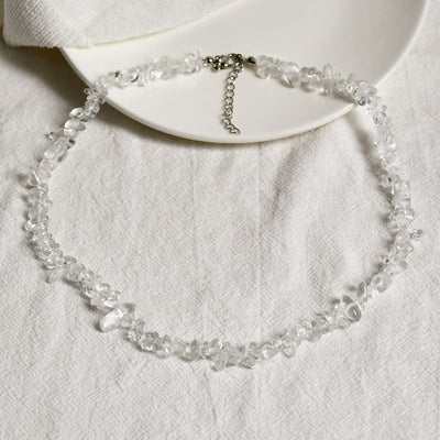Olivenorma Irregular Shaped Polished Crystal Stone Necklace - Clear Crystal - image 13