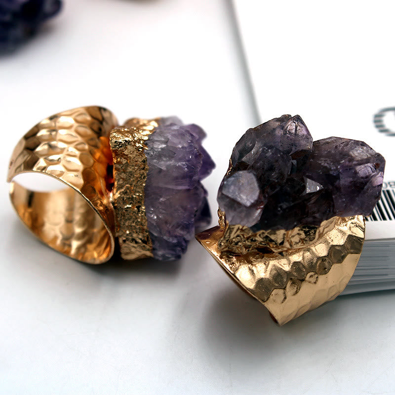 Olivenorma Retro Adjustable Natural Amethyst Ring