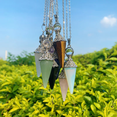 Olivenorma Healing Crystal Point Pendant Necklaces