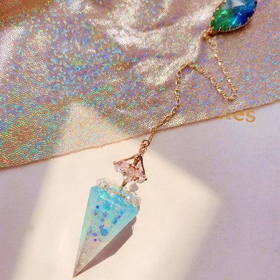 Olivenorma Clear Crystal Healing Orgone Pendulum