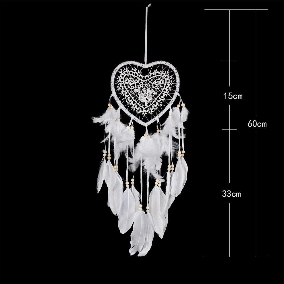 Olivenorma Braided Heart Shape White Feather Dream Catcher