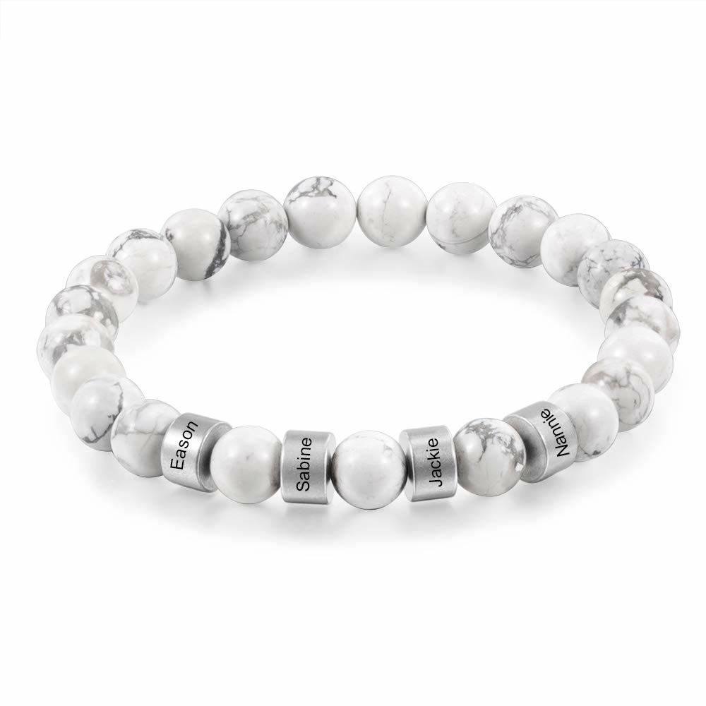 Olivenorma Natural Stone Engraving Personalized Beads Men Bracelet