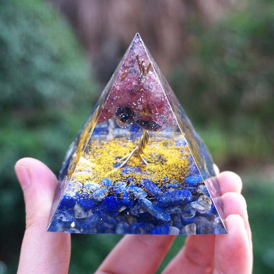 Olivenorma Lapis Lazuli With Strawberry Quartz Tree Of Life Orgone Pyramid