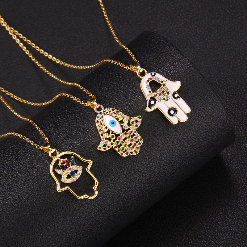 Olivenorma "Good Fortune" Hamsa With Evil Eye Necklace