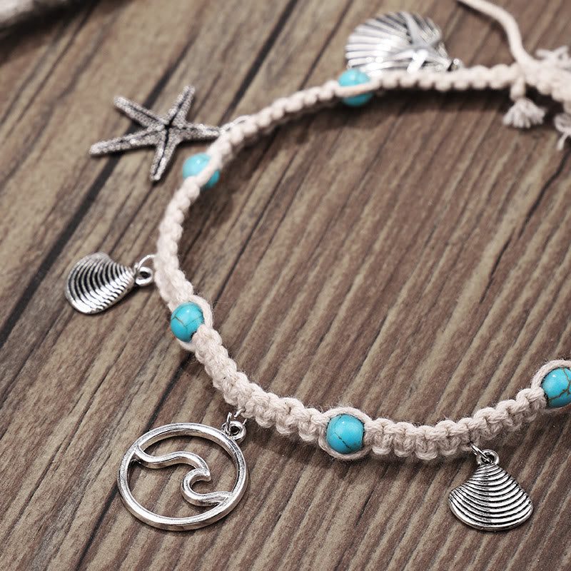 Olivenorma Turquoise Starfish Wave Charm Bracelet Anklet