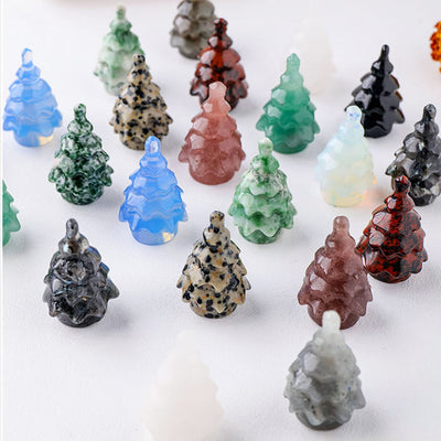 Olivenorma 1pc Natural Crystal Christmas Pine Carving Gemstone Decoration