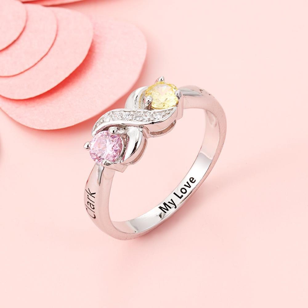 Olivenorma "Infinity"-2 Birthstones Personalized Ring