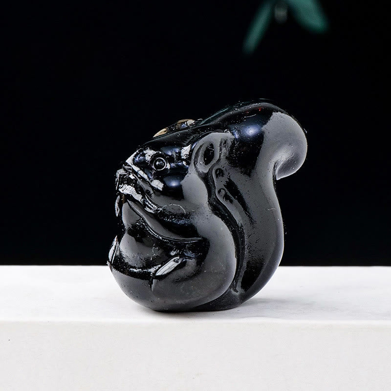 Olivenorma Natural Crystal Squirrel Carving Ornament Gemstone Decoration - Obsidian - image 9