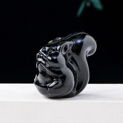 Olivenorma Natural Crystal Squirrel Carving Ornament Gemstone Decoration - Obsidian - image 9