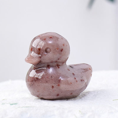 Olivenorma 1.2Inch Quartz Crystal Duck Carving Gemstone Decoration - Indian Red Dot - image 40