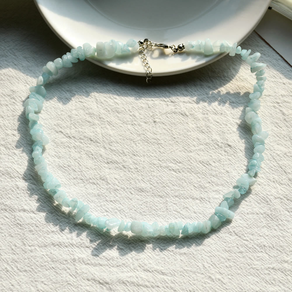 Olivenorma Irregular Shaped Polished Crystal Stone Necklace - Aquamarine - image 26