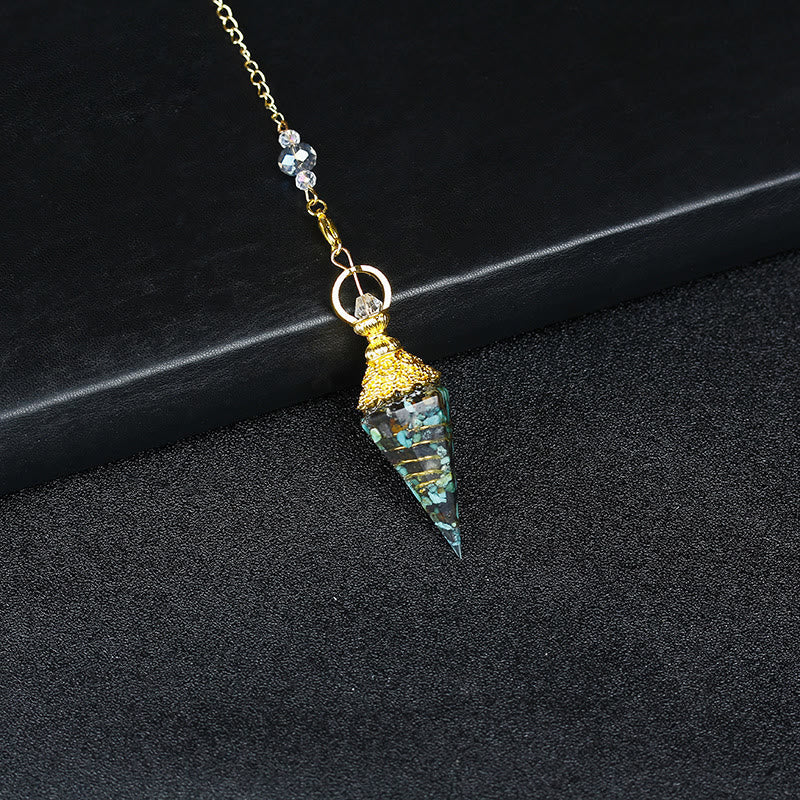 Olivenorma Natural Crystal Resin Hexagonal Pyramid Pendulum