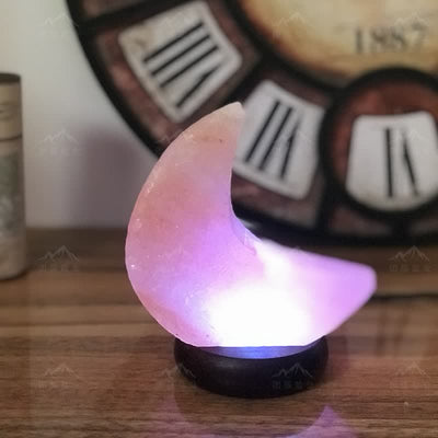 Olivenorma Crescent Moon Shape Himalayan Pink Salt Lamp