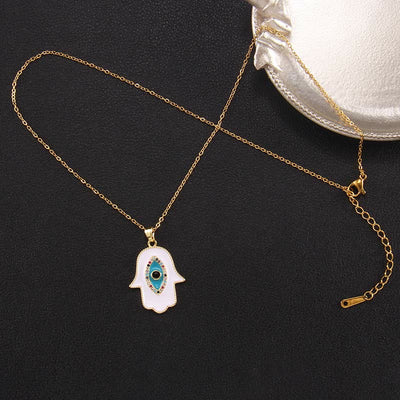 Olivenorma "Good Fortune" Hamsa With Evil Eye Necklace