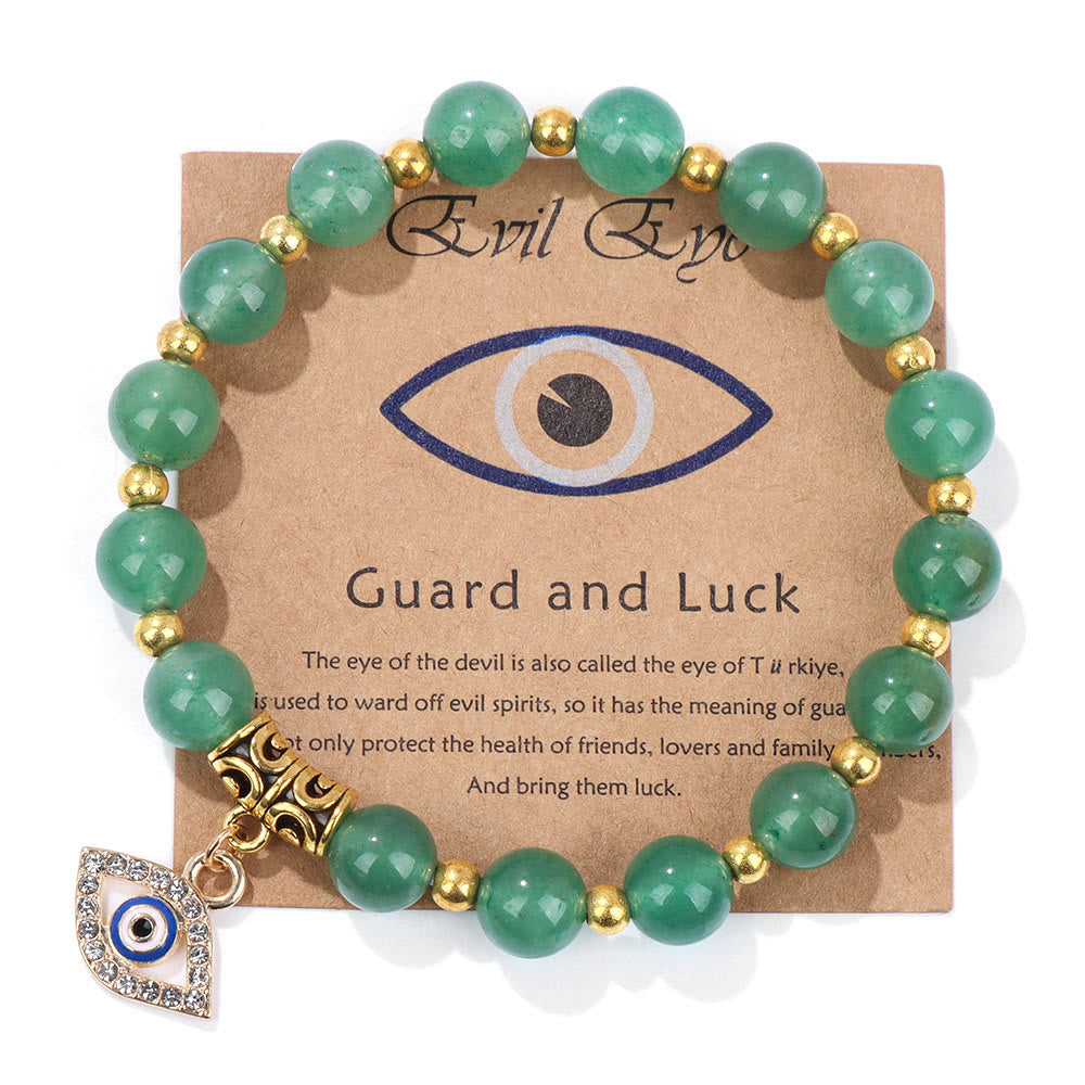 Olivenorma Natural Stone Bead Evil Eye Pendant Bracelet