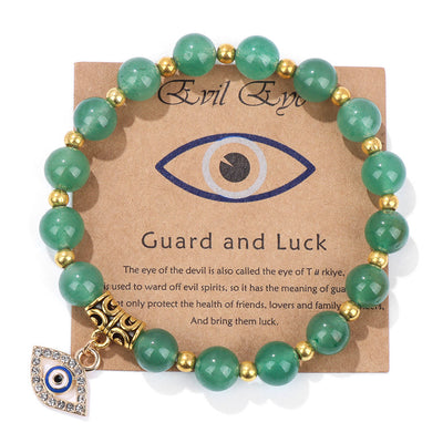 Olivenorma Natural Stone Bead Evil Eye Pendant Bracelet