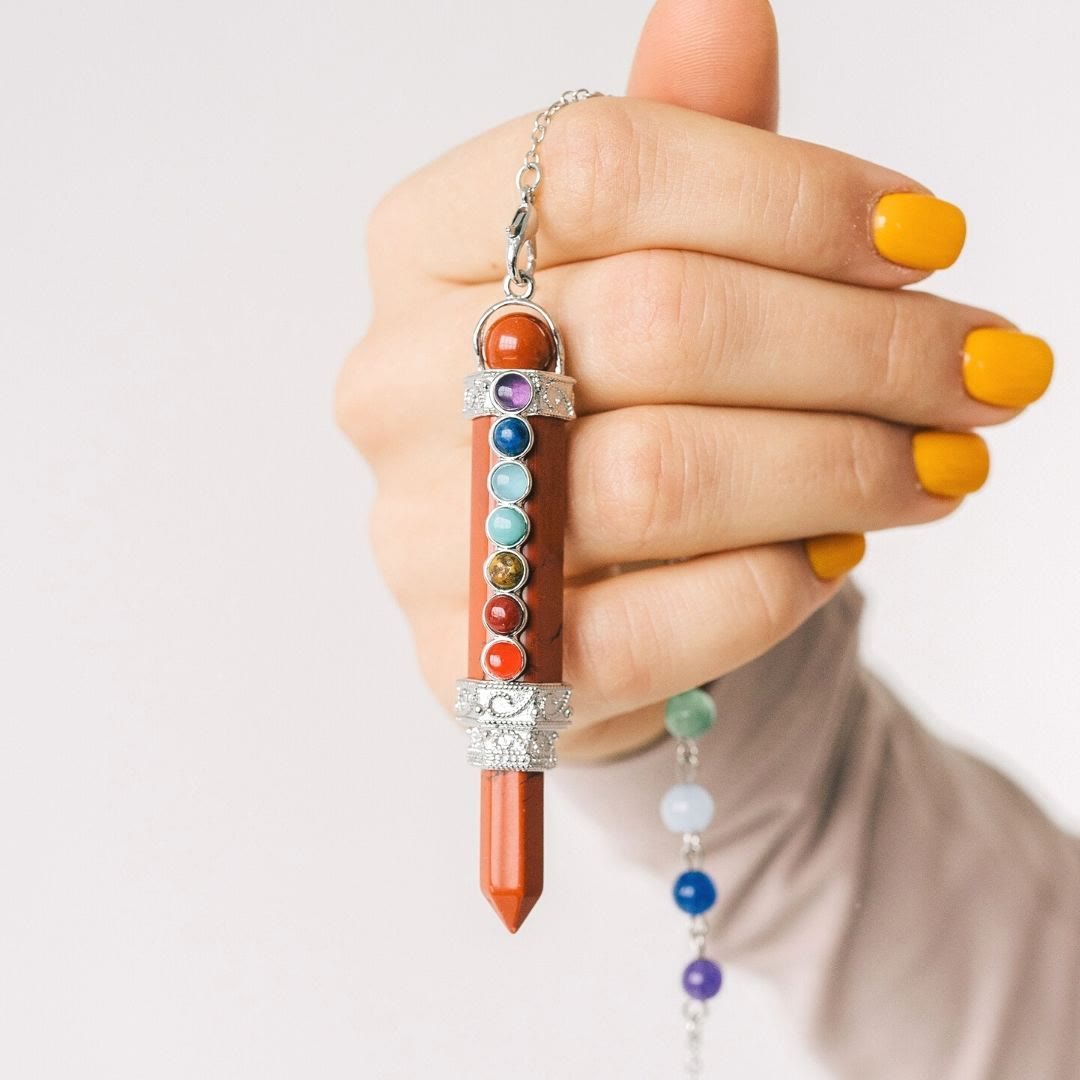 Olivenorma Chakra Crystal Hexagonal Column Pendulum