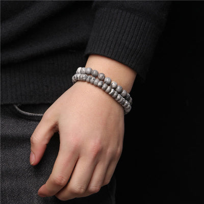 Olivenorma Beaded Jewelry For Man Double Layer Bracelet Set