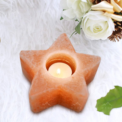 Olivenorma Star Shape Candle Holder Himalayan Pink Salt Lamp