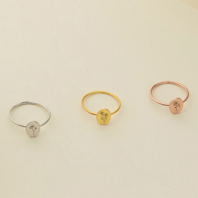 Olivenorma Personalized Birth Flower Ring