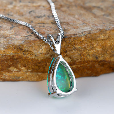 Olivenorma Synthetic Opal Water Drop Pendant Simple Necklace