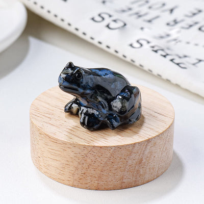 Olivenorma Serene Spirit Gemstone Frog Gemstone Decoration - Blue Spectrolite - With Card - image 30