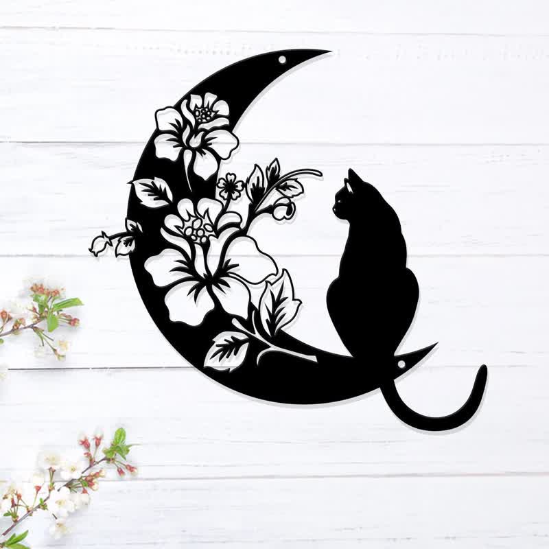 Olivenorma Cresent Moon and Cat Metal Wall Decor