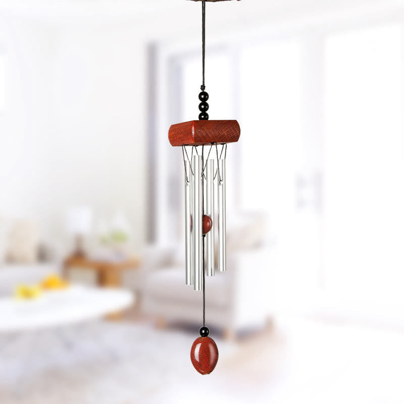 Olivenorma Solid Wood Aluminum Rod Natural Stone Wind Chime