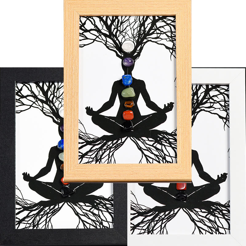 Olivenorma Yoga Meditation Posture Chakra Stone Photo Frame Decoration