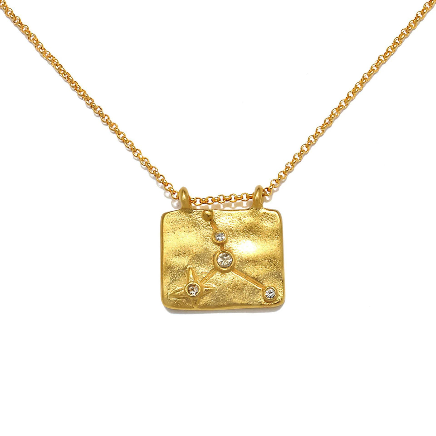 Olivenorma White Zircon Zodiac Copper Plated 18k Gold Necklace