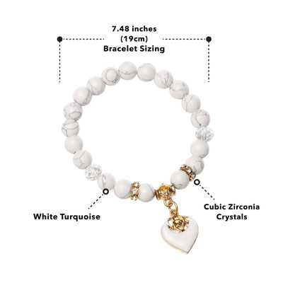 Olivenorma White Rose Beaded Turquoise Bracelet