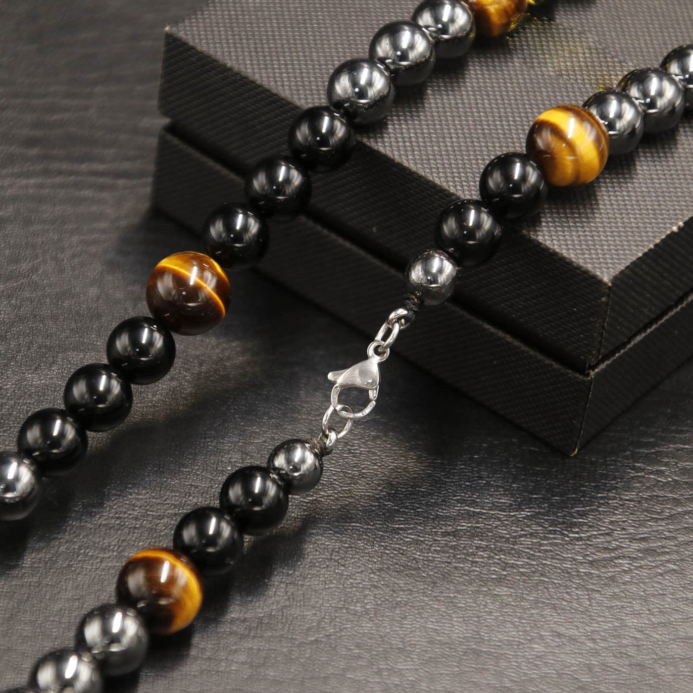 Olivenorma Healing Crystal Obsidian Tiger Eye Hematite Beads Necklace